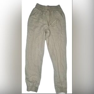 A NEW DAY Women Large High-Rise Ankle Joggers Linen Rayon Tan Pockets  Size XS